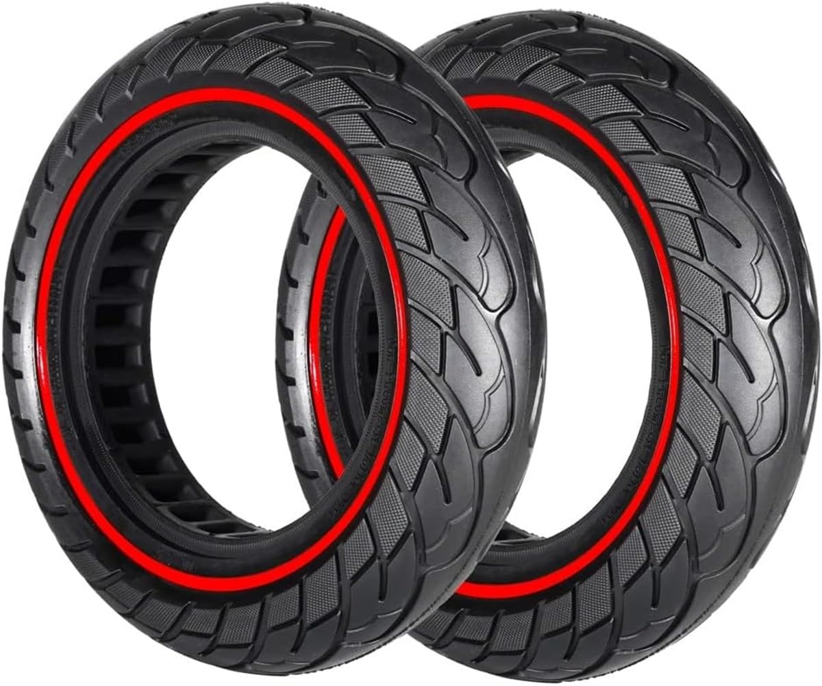 G.V.SHOP® 2 Vollgummiräder 10 x 2,5 Zoll 36 mm Reifen für Elektroroller, Xiaomi, Ducati, Lexgo, Vivobike S2, rutschfest, Vollgummi (Rot 2pcs) von G.V.SHOP