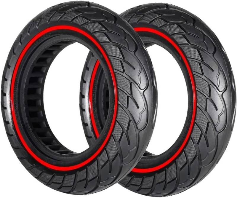 G.V.SHOP® 2 Vollgummiräder 10 x 2,5 Zoll 36 mm Reifen für Elektroroller, Xiaomi, Ducati, Lexgo, Vivobike S2, rutschfest, Vollgummi (Rot 2pcs) von G.V.SHOP