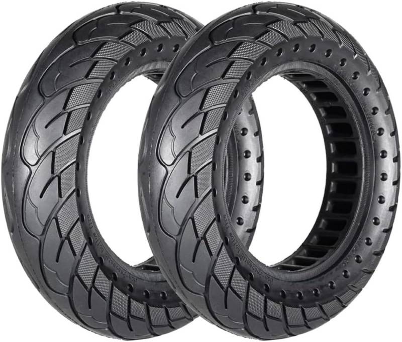 G.V.SHOP® 2 Vollgummiräder 10 x 2,5 Zoll 36 mm Reifen für Elektroroller, Xiaomi, Ducati, Lexgo, Vivobike S2, rutschfest, Vollgummi (Schwarze Punkte 2pcs) von G.V.SHOP