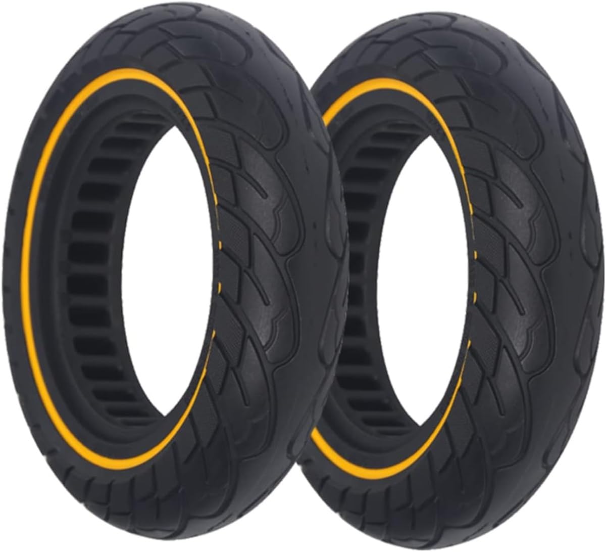 G.V.SHOP® 2 Vollgummiräder 10 x 2,5 Zoll 36 mm Reifen für Elektroroller, Xiaomi, Ducati, Lexgo, Vivobike S2, rutschfest, Vollgummi (Gelb 2pcs) von G.V.SHOP