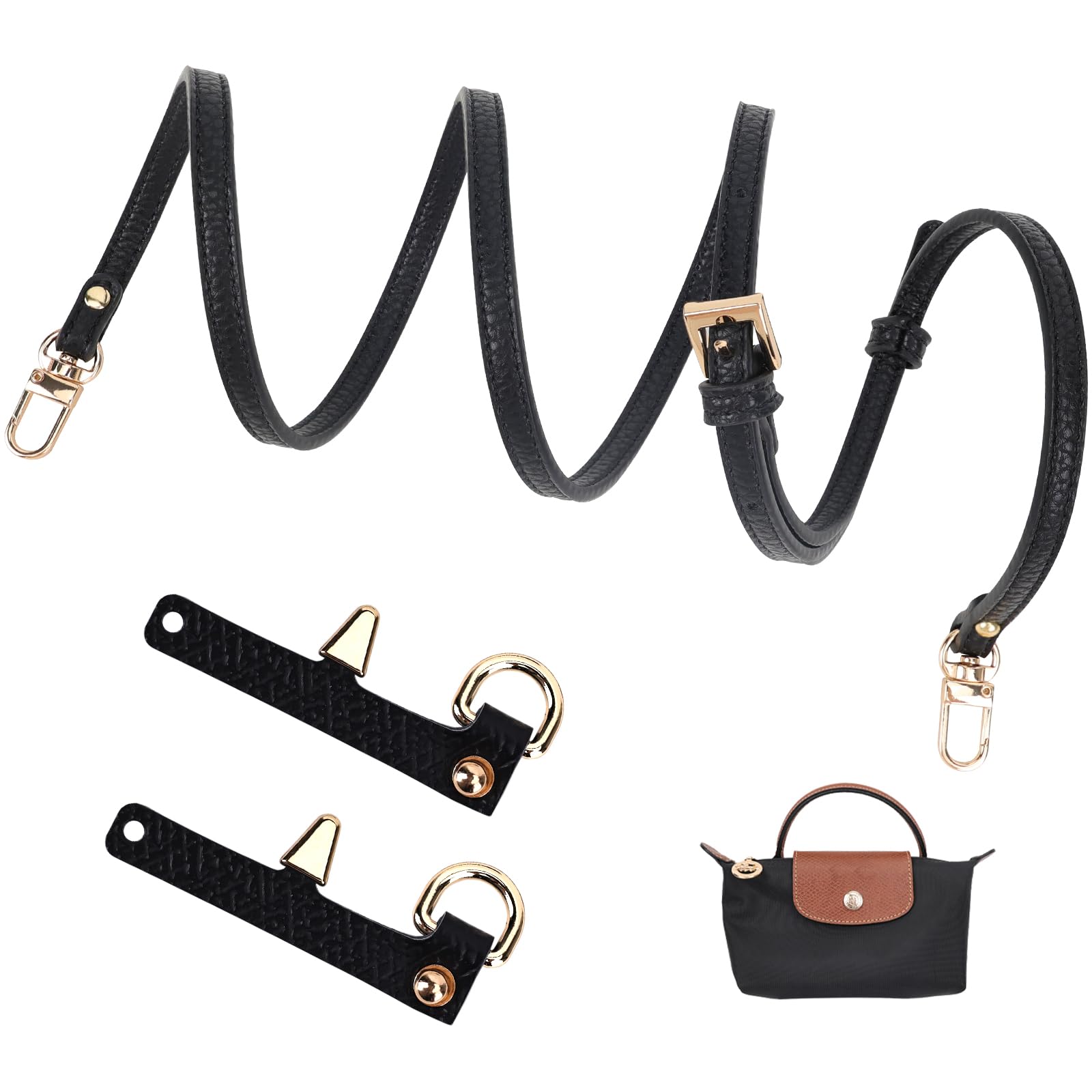 GADITIEK Schultergurt für Longchamp Tasche Damen Mini, Kein Stanzen Schwarz Schulterriemen für Longchamp Mini Bag Strap, Lederriemen, Taschengurt Schmal,Tragegurt Tasche für Longchamp le Pliage Mini GADITIEK Schultergurt für Longchamp Tasche Damen Mini, Kein Stanzen Schwarz Schulterriemen für Longchamp Mini Bag Strap, Lederriemen, Taschengurt Schmal,Tragegurt Tasche für Longchamp le Pliage Mini von GADITIEK
