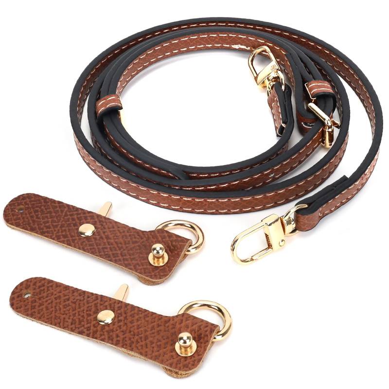 Schultergurt für Longchamp Tasche Damen, No-Punch, längenverstellbarer Ersatzriemen aus Leder, Schulterriemen, passend für Mini-Größe (Braun-2, 0.9CM) von GADITIEK
