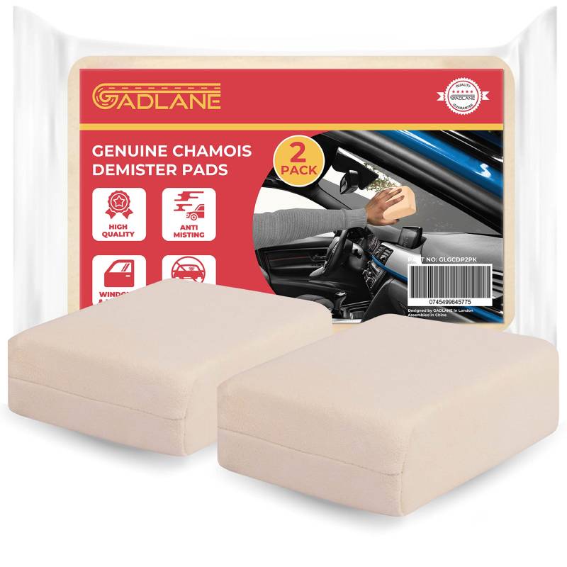 GADLANE Original Chamois Fensterleder Schwamm Windschutzscheiben Spiegel Glasfenster Schwamm Reinigung Nebelentferner Pads (2er Pack) von GADLANE