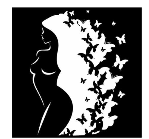 GAETOYEN Auto Sticker Autoaufkleber 20Cm(7.87 In) Vinyl-Aufkleber Naked Abstract Girl Long Hair Butterfly Autoaufkleber Schwarz/Silber (Csyj1S19873) von GAETOYEN