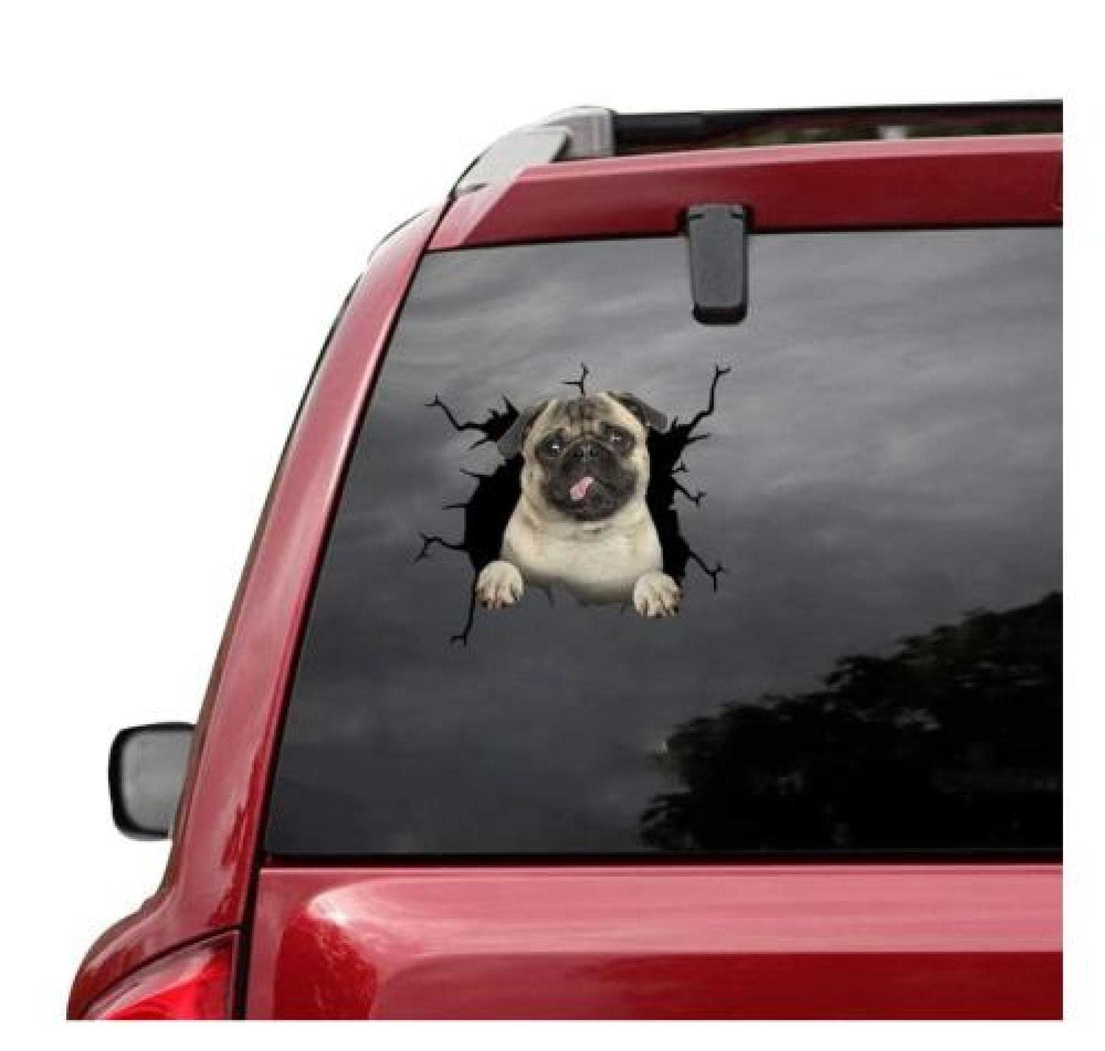 GAETOYEN Auto Sticker Autoaufkleber Lustig Dog Aufkleber/Weißer Mops-Fenster-Wandaufkleber, Hunde-Wandaufkleber-Liebhaber, Laptop-Aufkleber, Mops-Aufkleber（15Cm） C1S6372(1PCS) von GAETOYEN