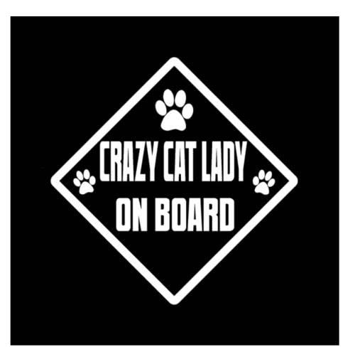GAETOYEN Autoaufkleber Hund Personalisiert 11,4 cm X 11,4 cm Crazy Cat Lady On Board Aufkleber Vinyl Aufkleber Auto Katze Hund Druck Schwarz/Silber Css1A19083 von GAETOYEN