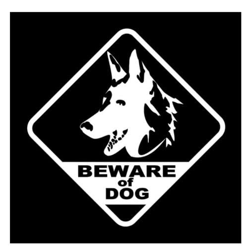 GAETOYEN Autoaufkleber Hund Personalisiert 12,7 cm X 12,7 cm Vorsicht Vor Hunden Warnung Aufkleber Aufkleber Grafik Auto Vinyl Label Schwarz/Silber Css1A19389 von GAETOYEN