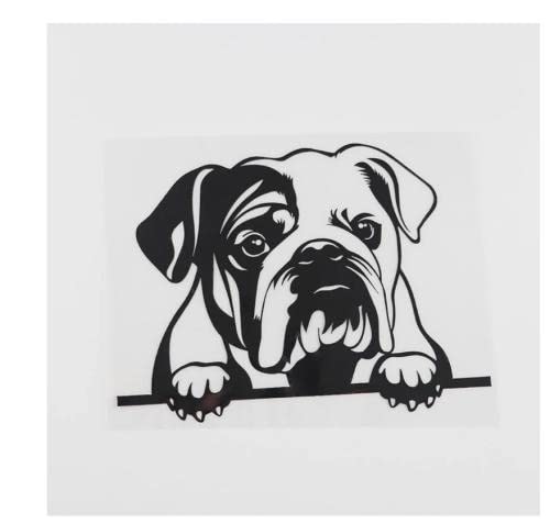 GAETOYEN Autoaufkleber Hund Personalisiert 16,2 cm X 11,9 cm Lustige Englische Bulldogge Spähender Hund Vinyl Auto Aufkleber Schwarz/Silber Css1A12650 von GAETOYEN