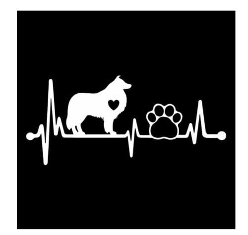 GAETOYEN Autoaufkleber Hund Personalisiert 16,8 X 7,5 cm Autoaufkleber Collie Herzschlag Rettungsleine Hundepfote Vinyl Aufkleber Autofenster Silber Css1A20558 von GAETOYEN