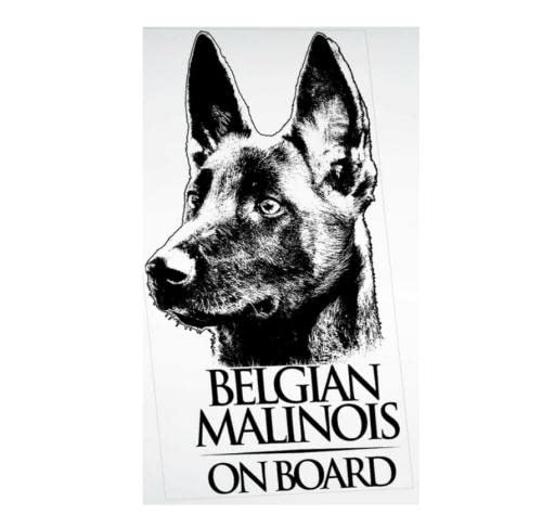 GAETOYEN Autoaufkleber Hund Personalisiert 16 cm Belgischer Malinois Klarer Vinyl-Aufkleber Für Fenster, Schäferhund-Zeichen-Kunstdruck Css1A18742 von GAETOYEN