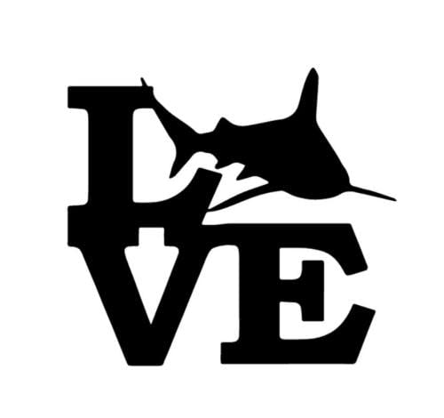 GAETOYEN Autoaufkleber Hund Personalisiert 16 cm X 14,5 cm Shark Love Aufkleber Great White Vinyl Auto Aufkleber Angeln Sportman Aufkleber Schwarz/Silber Css1A19922 von GAETOYEN