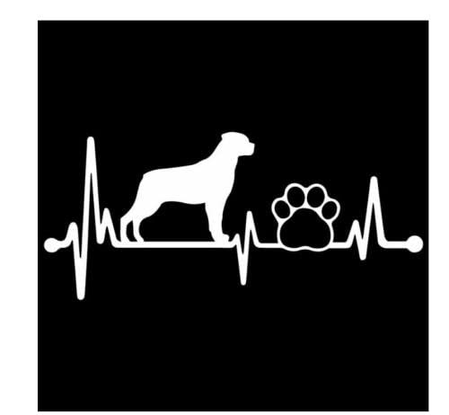 GAETOYEN Autoaufkleber Hund Personalisiert 21Cm（8.6 Inches） Vinyl-Aufkleber Autoaufkleber Rottweiler Rottie Pfote Herzschlag Rettungsleine Hund Autofensterdekoration Schwarz/Silber(def1m8495) von GAETOYEN