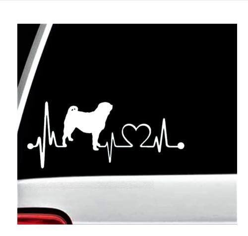 GAETOYEN Autoaufkleber Hund Personalisiert 22 cm Mops Herzschlag Rettungsleine Monitor Hund Aufkleber Aufkleber Css1A16832 von GAETOYEN