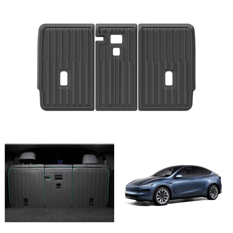 [3 Stück] GAFAT Neu Tesla Model Y Juniper 2025 2026 Kofferraummatte Rücksitze Schutz Polster Matten, TPE-Allwetter Kofferraumwanne 360°-Schutz Original 3D-Scan, Tesla Model Y 2025 Zubehör von GAFAT