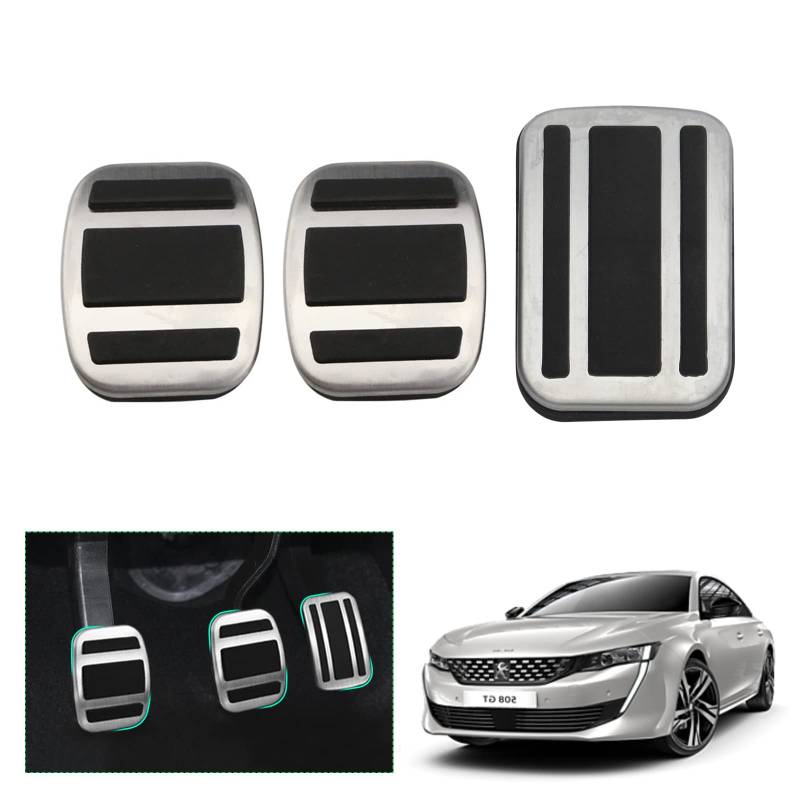 GAFAT Kompatibel mit Peugeot 308 508 SW GT Hybrid 2014-2023 2024 Pedale für Gas und Brems, 308 2024 Pedalkappen Abdeckung Pedale Abdeckplatte Fußrasten [Schaltgetriebe] von GAFAT