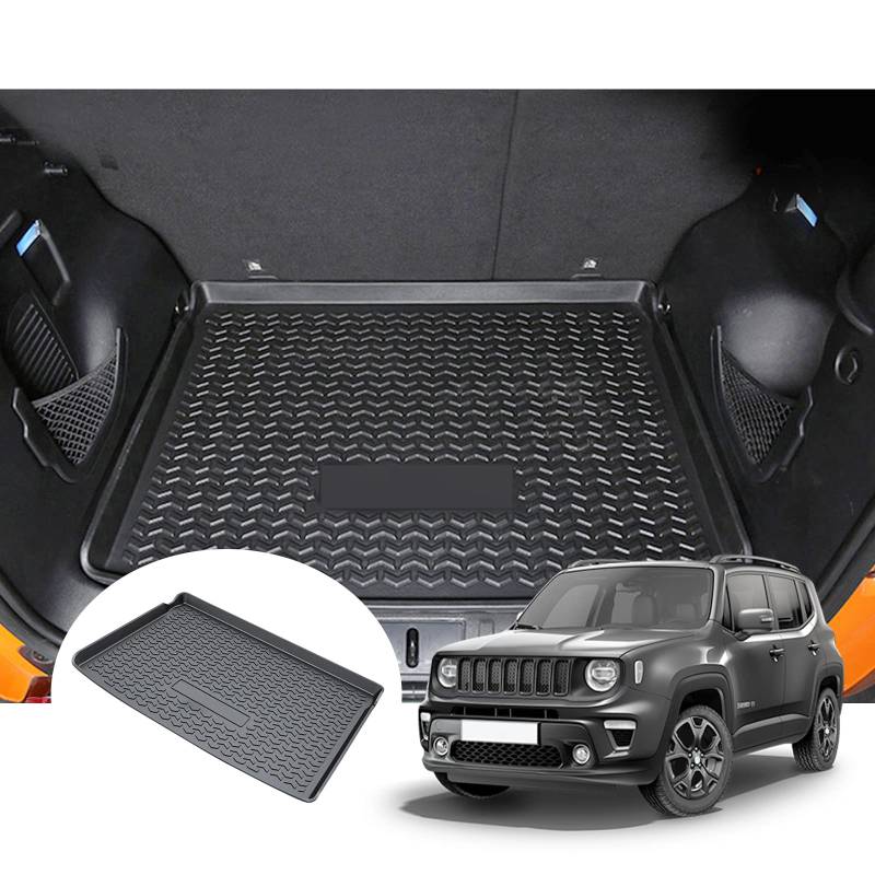 GAFAT 2015-2024 2025 J eep Renegade BU/ 4x4/ 4xe/ Hybrid Kofferraummatte, Renegade Kofferraumwanne Matten Original 3D Scanner TPE 3D, Renegade Zubehör (Keine Worte) von GAFAT