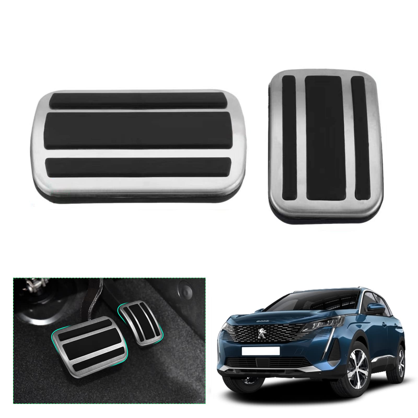 GAFAT Kompatibel mit Peugeot 3008 5008 SW GT Hybrid 2016-2023 2024 Pedale für Gas und Brems, Peuge0t 3008 2023 P84 Pedalkappen Abdeckung Pedale Abdeckplatte Fußrasten [Automatikgetriebe] von GAFAT