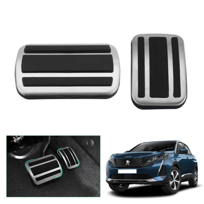 GAFAT Kompatibel mit Peugeot 3008 5008 SW GT Hybrid 2016-2023 2024 Pedale für Gas und Brems, Peuge0t 3008 2023 P84 Pedalkappen Abdeckung Pedale Abdeckplatte Fußrasten [Automatikgetriebe] von GAFAT