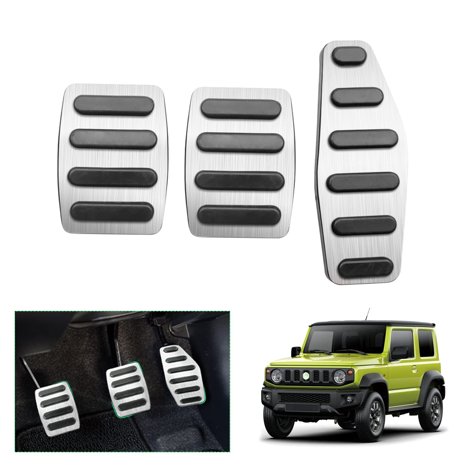 GAFAT 2018-2022 Suzuki Jimny JB64 JB74 MT Gaspedal Bremspedal Fußstütze Fußrasten, Jimny JB64W JB74W Pedalkappen Abdeckung[Schaltgetriebe] (Silber) von GAFAT