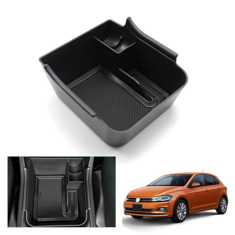GAFAT 2018-2025 2026 V-W Polo MK6/ Taigo/Nivus Mittelkonsole Aufbewahrungsbox, Polo 2024 Armlehne Organizer Tray Handschuhfach, Kompatibel mit VW Polo Zubehör von GAFAT