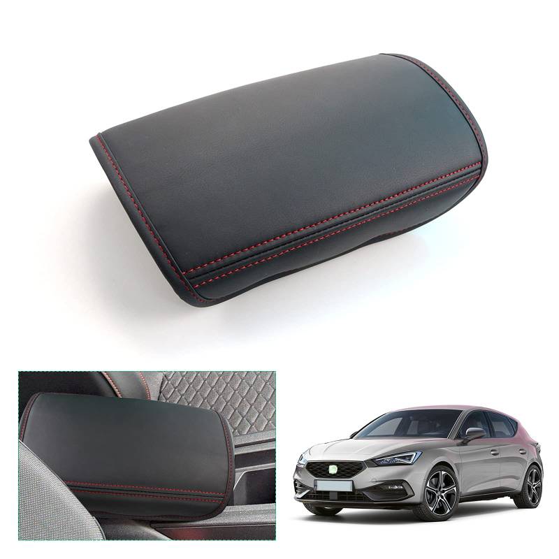 GAFAT 2020-2024 2025 Seat Leon MK4/ Cuprα Formentor Mittelarmlehne Abdeckung, Seat Leon MK4 5F KL ST FR Mittelkonsole Armlehne Schutz Leder Polster, Seat Leon MK4 Zubehör (Rot) von GAFAT