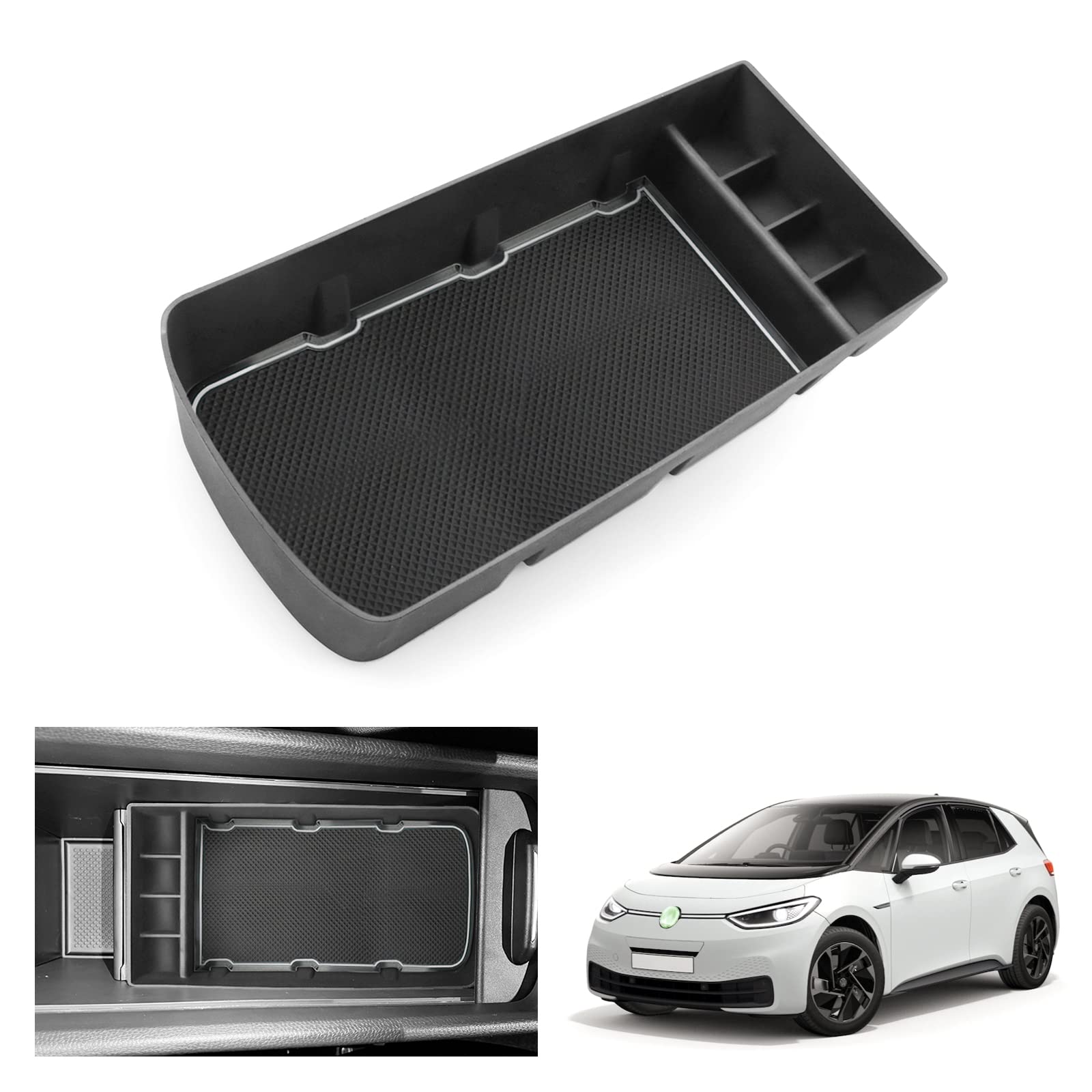GAFAT Kompatibel mit VW ID.3 Facelift/Cupra Born 2020-2024 2025 Mittelkonsole Aufbewahrungsbox, Neu ID.3 2024 Born 2024 Armlehne Organizer Tray, Mittelarmlehne Handschuhfach, ID.3 Zubehör (Rot) von GAFAT
