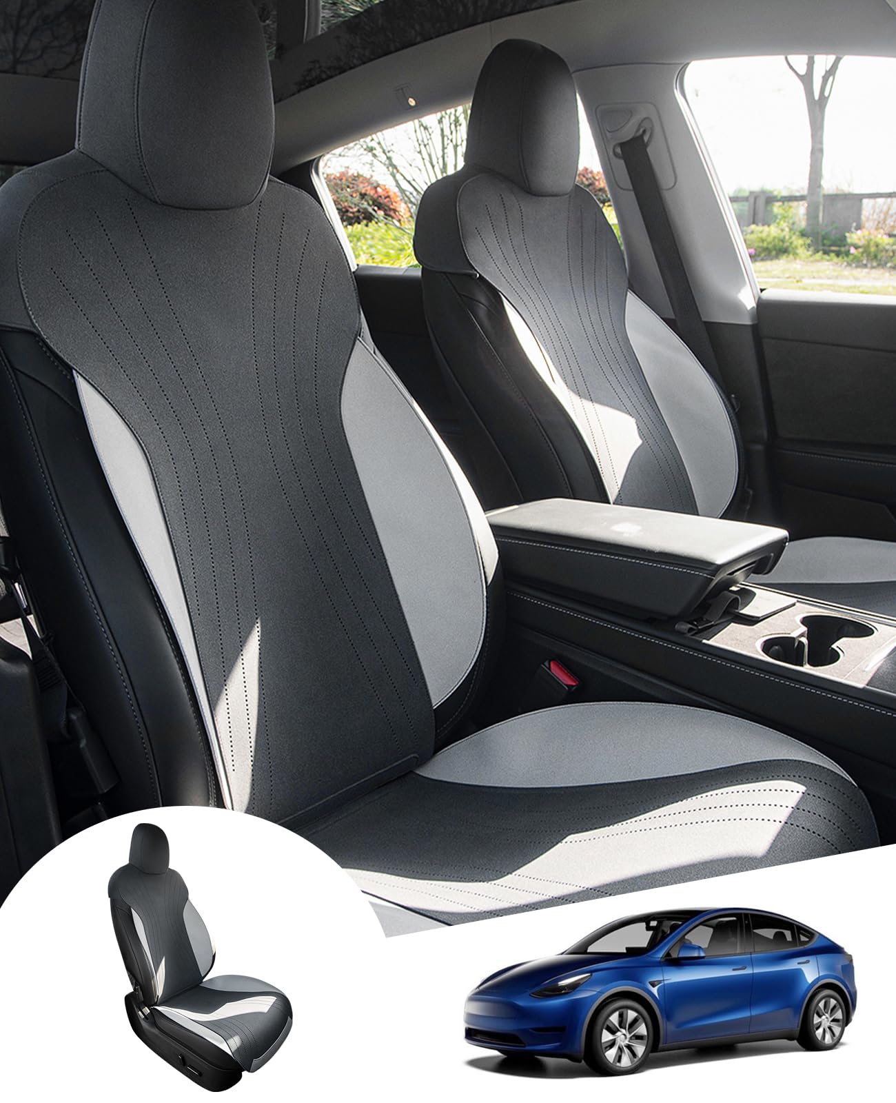 GAFAT Tesla Model Y 2021-2024/3 2017-2023 Sitzbezüge Vordersitze Aus Wildleder, Bequem zu Vier Jahreszeit, Sitzschutz Leder Verdicken, Original Tesla Innenraumstil, Airbag Kompatibel GAFAT Tesla Model Y 2021-2024/3 2017-2023 Sitzbezüge Vordersitze Aus Wildleder, Bequem zu Vier Jahreszeit, Sitzschutz Leder Verdicken, Original Tesla Innenraumstil, Airbag Kompatibel von GAFAT