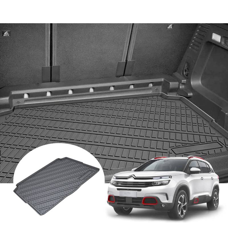 GAFAT 2018-2023 2024 Citroe-n C5 Aircross Kofferraummatte, C5 Aircross Kofferraumwanne Matten Original 3D Scanner TPO 3D, Kompatibel mit Citroen C5 Aircross Zubehör [Nicht für Plug-in Hybird] von GAFAT