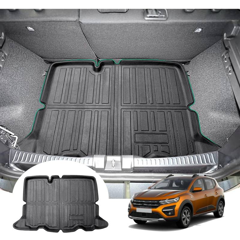 GAFAT Dacia Sandero 3/ Sandero Stepway 3 III 2021-2024 2025 Kofferraummatte, Leicht zu Falten, Sandero 3 TPE Allwetter-Kofferraumwanne, Hohe Kante Multifunktion [Unterer Ladeboden] von GAFAT