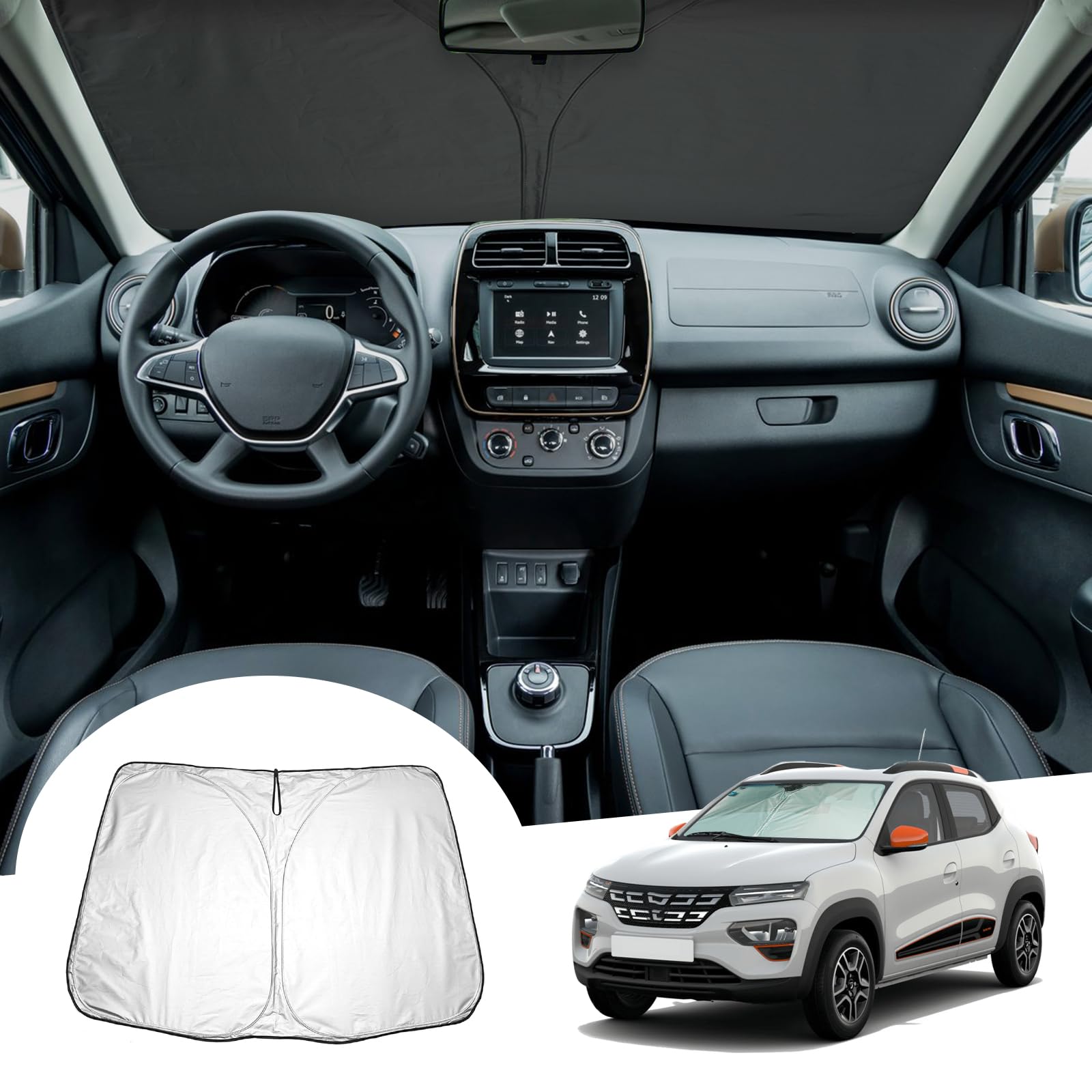 GAFAT Facelift Dacia Spring 2025 2026/Dacia Spring Electric EV 2022-2024, Sonnenschutz Frontscheibe Innen, Windschutzscheibe Sonnenschirm Sonnenblende, Abkühlung, UV Schutz, Dacia Spring Zubehör 2025 GAFAT Facelift Dacia Spring 2025 2026/Dacia Spring Electric EV 2022-2024, Sonnenschutz Frontscheibe Innen, Windschutzscheibe Sonnenschirm Sonnenblende, Abkühlung, UV Schutz, Dacia Spring Zubehör 2025 von GAFAT