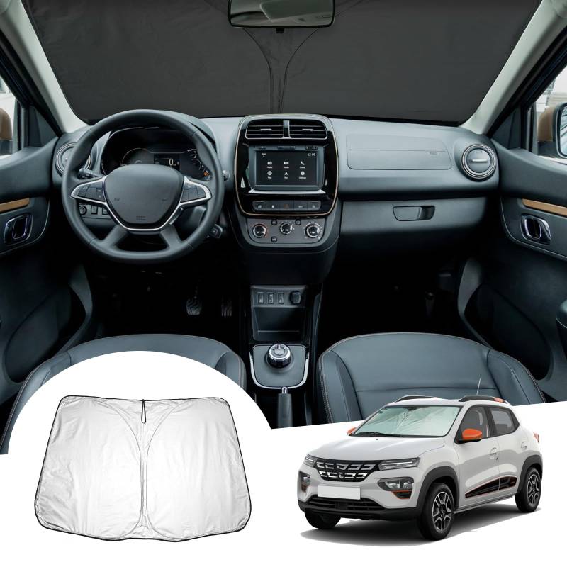 GAFAT Facelift Dacia Spring 2025 2026/Dacia Spring Electric EV 2022-2024, Sonnenschutz Frontscheibe Innen, Windschutzscheibe Sonnenschirm Sonnenblende, Abkühlung, UV Schutz, Dacia Spring Zubehör 2025 von GAFAT