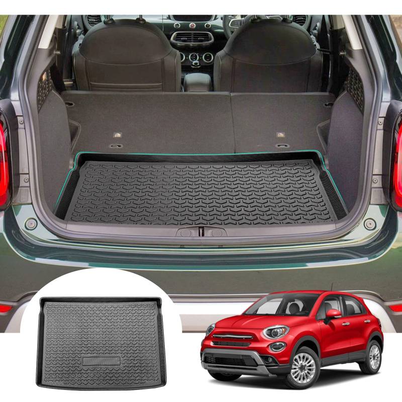 GAFAT Fia-t 500X 2014-2023 2024 Kofferraummatte, 500X Kofferraumwanne Matten Hohe Kante TPE Original 3D Scanner, Kompatibel mit FIAT 500X Zubehör von GAFAT