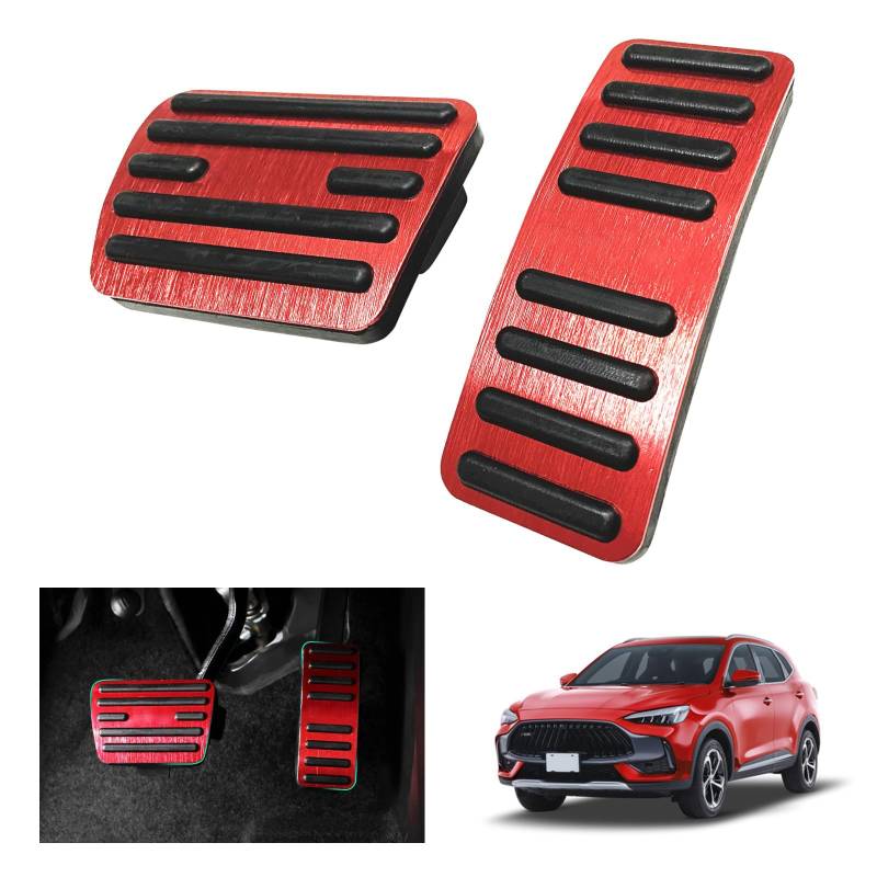 GAFAT Für MG ZS/MG HS/MG 5/MG Marvel R 2020-2024 Gaspedal Bremspedal Fußstütze Fußrasten MG Pedale, MG Zubehör [Automatikgetriebe] (Rot) von GAFAT