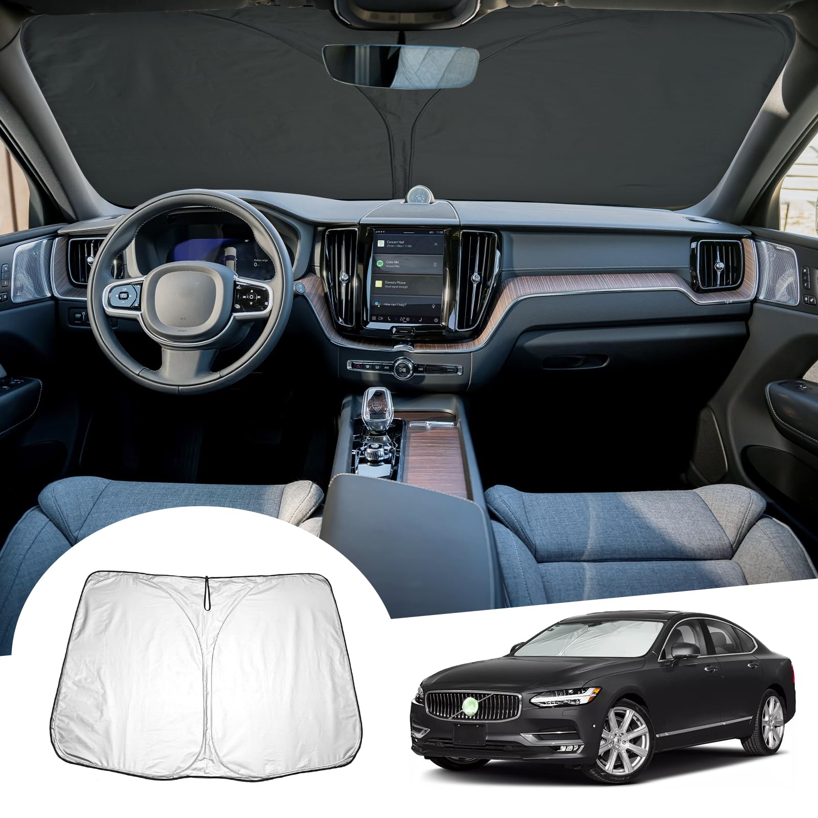 GAFAT Für Neu S60 V60 2019-2024 2025 Sonnenschutz Frontscheibe Innen, S60 Hybrid PHEV Windschutzscheibe Sonnenschirm Sonnenblende, Abkühlung, UV Schutz, S60 Zubehör GAFAT Für Neu S60 V60 2019-2024 2025 Sonnenschutz Frontscheibe Innen, S60 Hybrid PHEV Windschutzscheibe Sonnenschirm Sonnenblende, Abkühlung, UV Schutz, S60 Zubehör von GAFAT