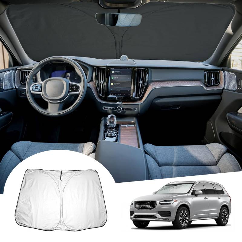 GAFAT Kompatibel mit Volvo XC90 2016-2024 2025 Sonnenschutz Frontscheibe Innen, XC90 Recharge Hybrid PHEV Windschutzscheibe Sonnenschirm Sonnenblende, Abkühlung, UV Schutz, XC90 Zubehör von GAFAT