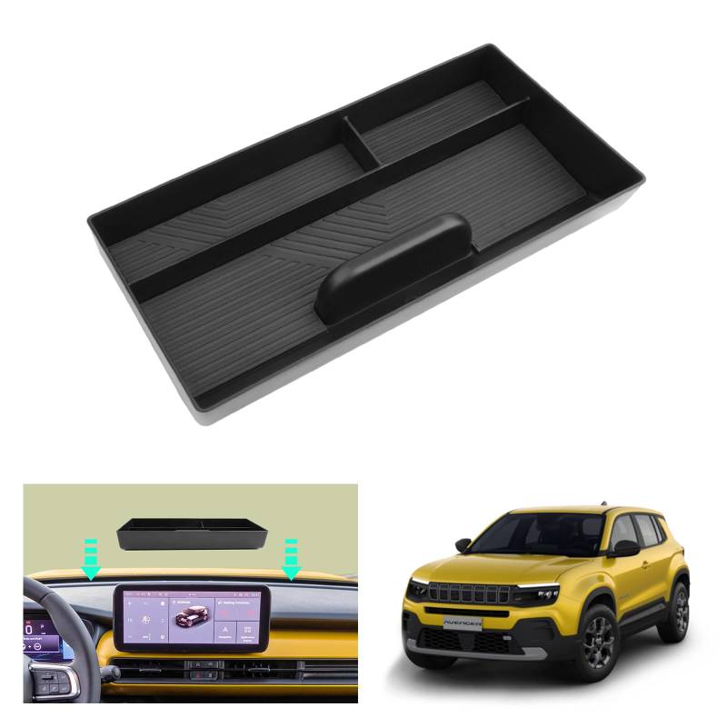 GAFAT J eep Avenger 2024 2025 10,25" Mittelkonsole Aufbewahrungsbox, Avenger Uconnect 10,25" hinter dem Bildschirm Ablagen Organizer Tray, Kompatibel mit Jeep Avenger Zubehör von GAFAT