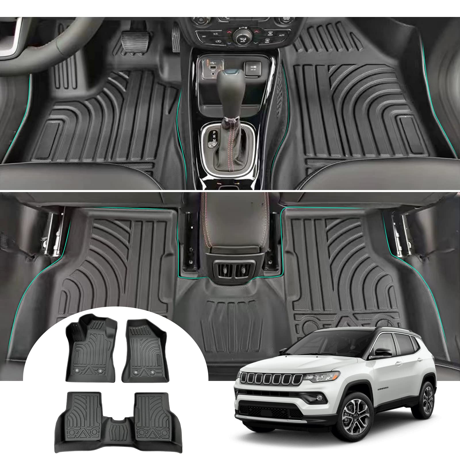 GAFAT J eep Compass II MP 4XE Hybrid Facelift 2017-2022 2023 Fussmatten, Compass Fußmatten, TPE Original 3D Scanner Extra Hoher Rand 6-10cm, Kompatibel mit Jeep Compass 2023 GAFAT J eep Compass II MP 4XE Hybrid Facelift 2017-2022 2023 Fussmatten, Compass Fußmatten, TPE Original 3D Scanner Extra Hoher Rand 6-10cm, Kompatibel mit Jeep Compass 2023 von GAFAT