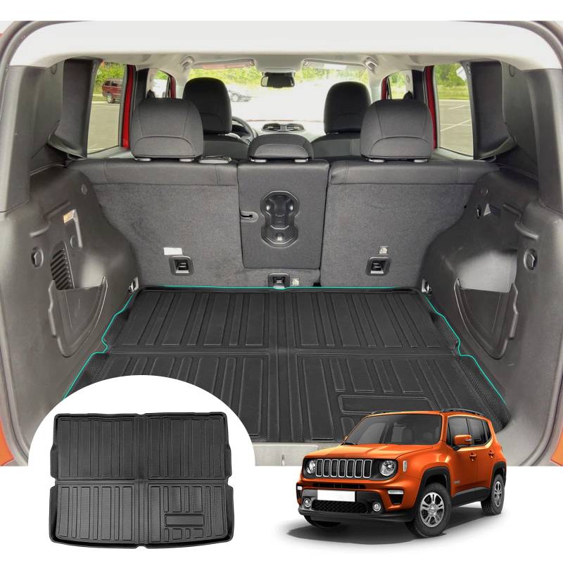 GAFAT J eep Renegade BU/Fia-t 500X 2015-2024 2025 Kofferraummatte, Leicht zu Falten, TPE Allwetter-Kofferraumwanne, Original 3D Scannen Hohe Kante Multifunktion Matte von GAFAT