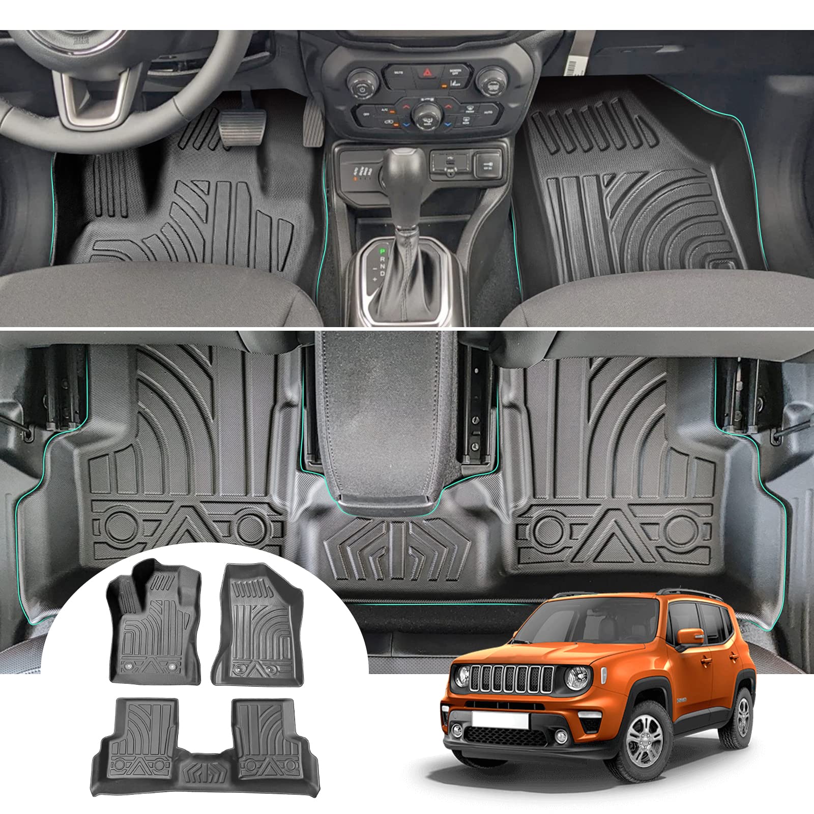 GAFAT J-eep Renegade BU 2015-2024 2025 Fussmatten, Renegade Fußmatten Gummimatten Original, 3D-Scannen TPE Hoher Rand, Renegade Matten, Kompatibel mit Jeep Renegade Zubehör GAFAT J-eep Renegade BU 2015-2024 2025 Fussmatten, Renegade Fußmatten Gummimatten Original, 3D-Scannen TPE Hoher Rand, Renegade Matten, Kompatibel mit Jeep Renegade Zubehör von GAFAT
