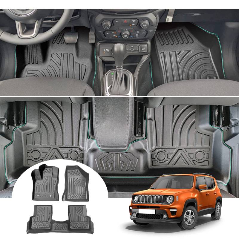 GAFAT J-eep Renegade BU 2015-2024 2025 Fussmatten, Renegade Fußmatten Gummimatten Original, 3D-Scannen TPE Hoher Rand, Renegade Matten, Kompatibel mit Jeep Renegade Zubehör von GAFAT