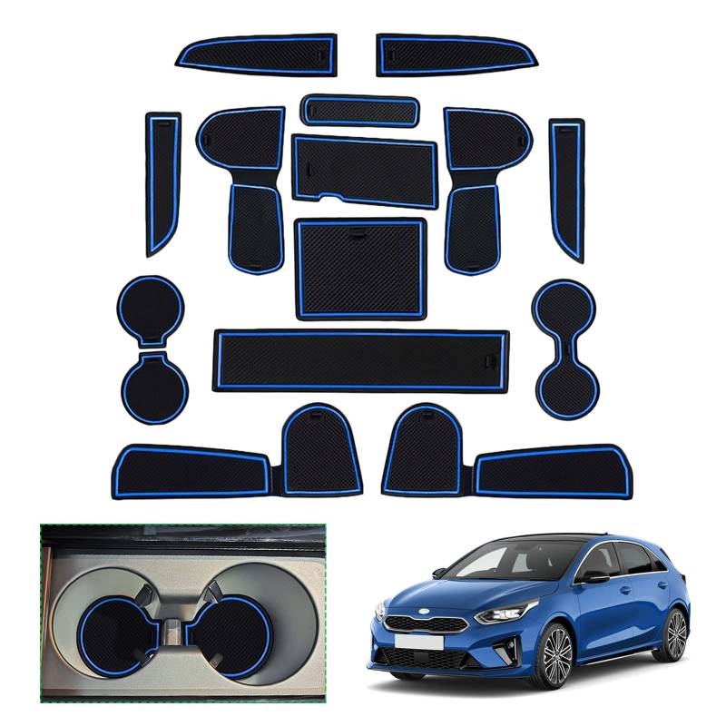 GAFAT Ki-a Ceed SW GT Proceed GT/XCeed GT 2018-2024 2025 Antirutschmatten, Mittelkonsole Armlehne Gummimatten, Kompatibel mit Kia Ceed XCeed Zubehör (Blau) von GAFAT