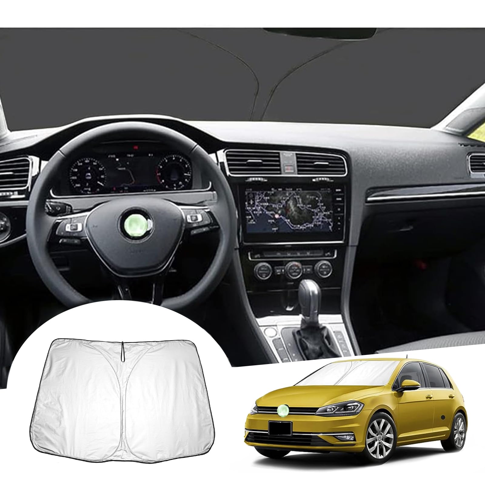 GAFAT Kompatibel mit 2013-2019 VW Golf 7 7.5 | Seat Leon MK3 5F FR Cupr-a Sonnenschutz Frontscheibe Innen, Windschutzscheibe Sonnenschirm Sonnenblende, Abkühlung, UV Schütz von GAFAT