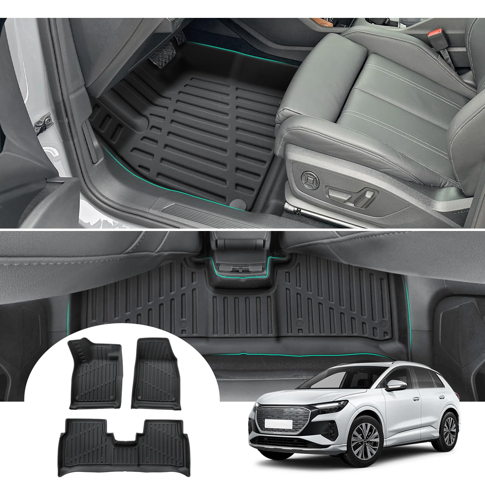 GAFAT Kompatibel mit Audi Q4 Etron Fussmatten 2021-2023, TPE All-Wetter Fußmatten für Q4 e-tron Sportback EV Electric Bj. 2021-Gummimatten, 3D-Scannen Extra Hoher Rand 6-10 cm GAFAT Kompatibel mit Audi Q4 Etron Fussmatten 2021-2023, TPE All-Wetter Fußmatten für Q4 e-tron Sportback EV Electric Bj. 2021-Gummimatten, 3D-Scannen Extra Hoher Rand 6-10 cm von GAFAT