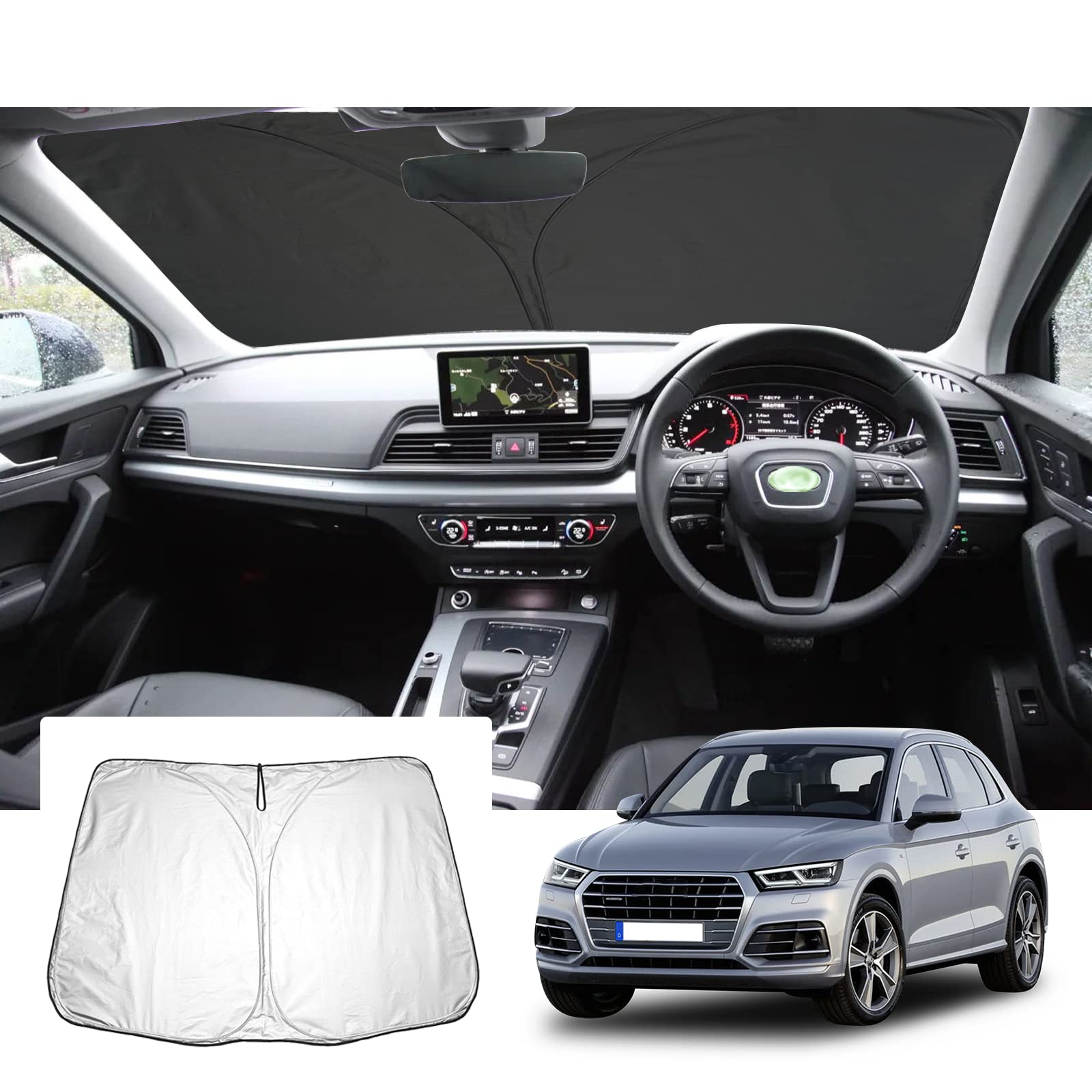 GAFAT Kompatibel mit Audi Q5 Sonnenschutz Frontscheibe Innen, Windschutzscheibe Sonnenschirm Sonnenblende, Abkühlung, UV Schutz GAFAT Kompatibel mit Audi Q5 Sonnenschutz Frontscheibe Innen, Windschutzscheibe Sonnenschirm Sonnenblende, Abkühlung, UV Schutz von GAFAT