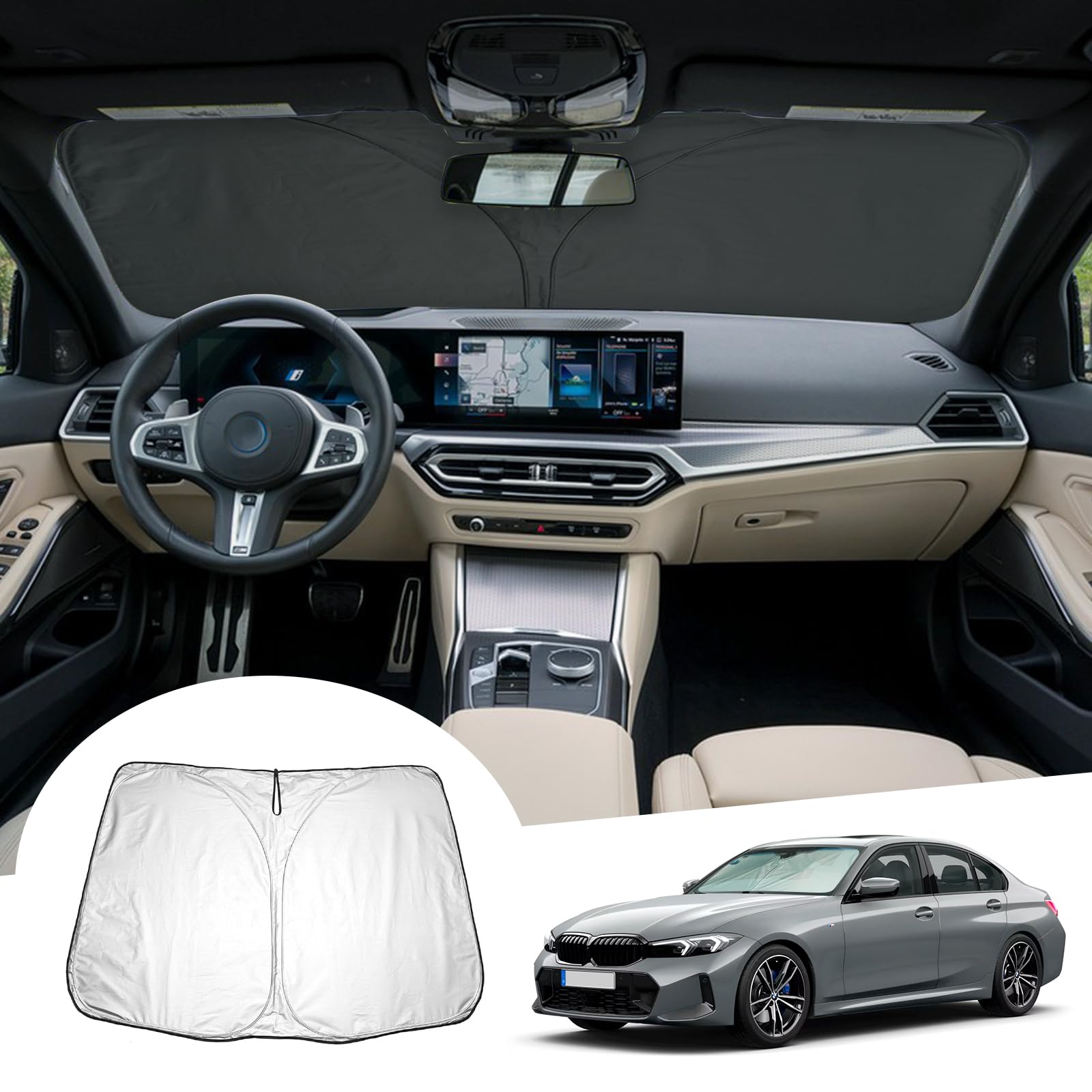 GAFAT Kompatibel mit BMW 3er G20 G21 i3 G28 /4er G22 i4 G26 2019-2024 2025 Sonnenschutz Frontscheibe Innen, Windschutzscheibe Sonnenschirm Sonnenblende, Abkühlung, UV Schutz GAFAT Kompatibel mit BMW 3er G20 G21 i3 G28 /4er G22 i4 G26 2019-2024 2025 Sonnenschutz Frontscheibe Innen, Windschutzscheibe Sonnenschirm Sonnenblende, Abkühlung, UV Schutz von GAFAT