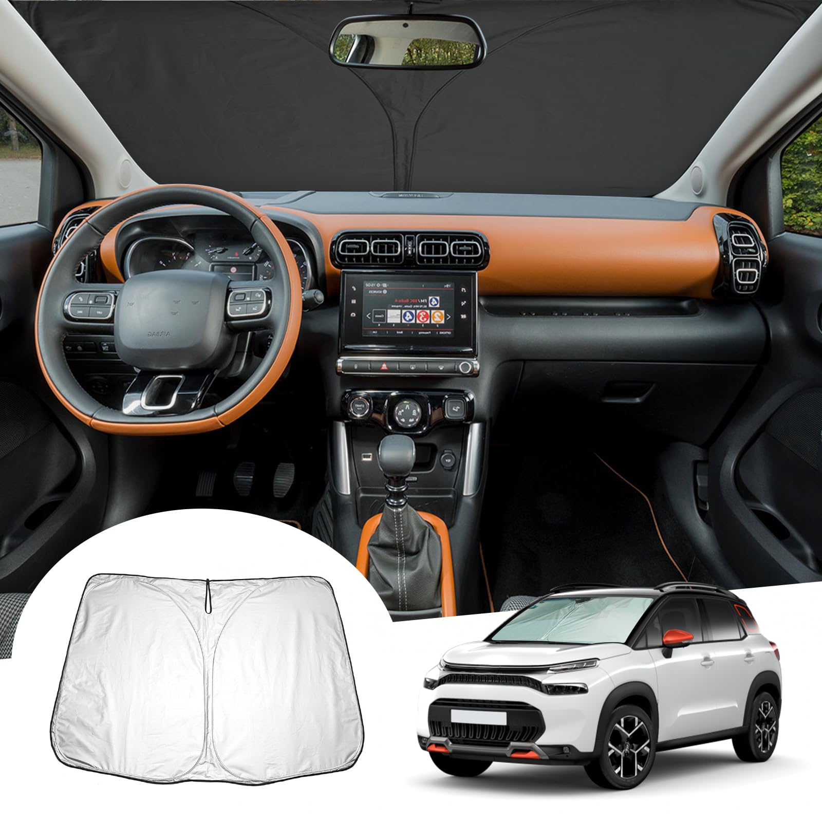 GAFAT Kompatibel mit Citroen C3 Aircross 2017-2024 Sonnenschutz Frontscheibe Innen, Windschutzscheibe Sonnenschirm Sonnenblende, Abkühlung, UV Schutz, C3 Aircross Zubehör GAFAT Kompatibel mit Citroen C3 Aircross 2017-2024 Sonnenschutz Frontscheibe Innen, Windschutzscheibe Sonnenschirm Sonnenblende, Abkühlung, UV Schutz, C3 Aircross Zubehör von GAFAT