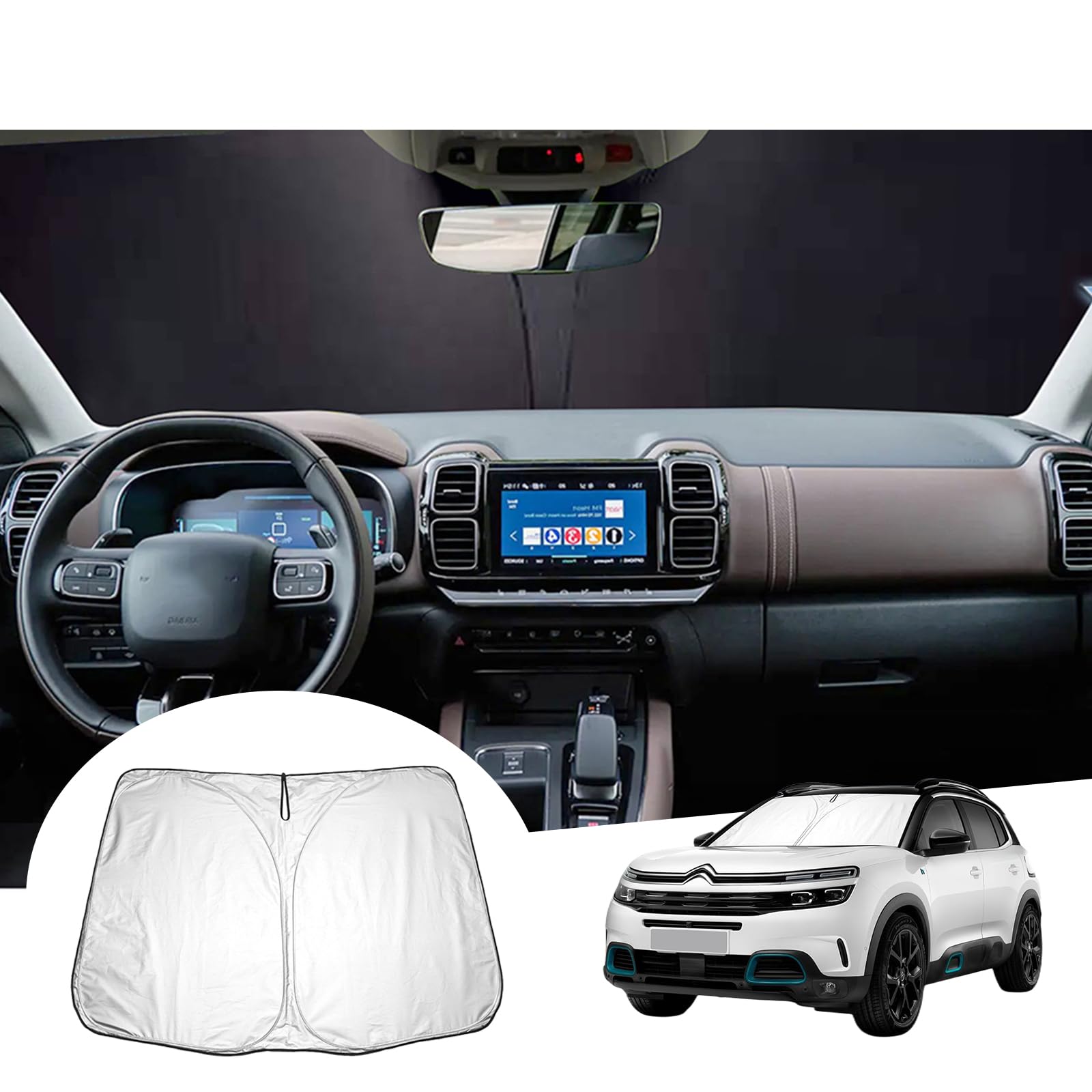 GAFAT Kompatibel mit Citroen C5 Aircross/Hybrid 2017-2023 2024 Sonnenschutz Frontscheibe Innen, C5 Aircross 2022 Windschutzscheibe Sonnenschirm Sonnenblende, UV Schutz GAFAT Kompatibel mit Citroen C5 Aircross/Hybrid 2017-2023 2024 Sonnenschutz Frontscheibe Innen, C5 Aircross 2022 Windschutzscheibe Sonnenschirm Sonnenblende, UV Schutz von GAFAT
