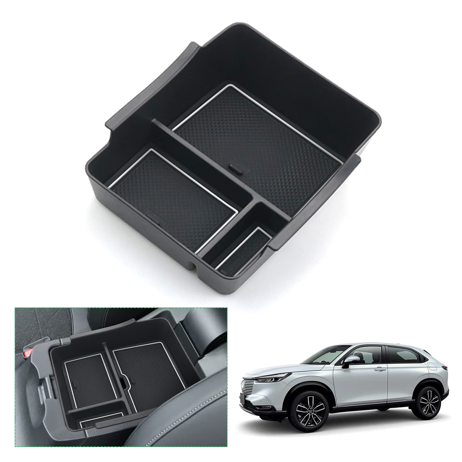 GAFAT Kompatibel mit Honda HR-V 2022-2024 2025 Mittelkonsole Aufbewahrungsbox, HRV 2023 Armlehne Organizer Tray Mittelarmlehne Handschuhfach, HRV 2024 zubehör (Weiß1) von GAFAT