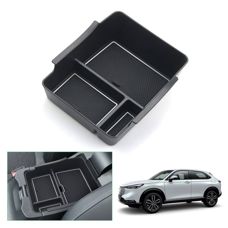 GAFAT Kompatibel mit Honda HR-V 2022-2024 2025 Mittelkonsole Aufbewahrungsbox, HRV 2023 Armlehne Organizer Tray Mittelarmlehne Handschuhfach, HRV 2024 zubehör (Weiß1) von GAFAT