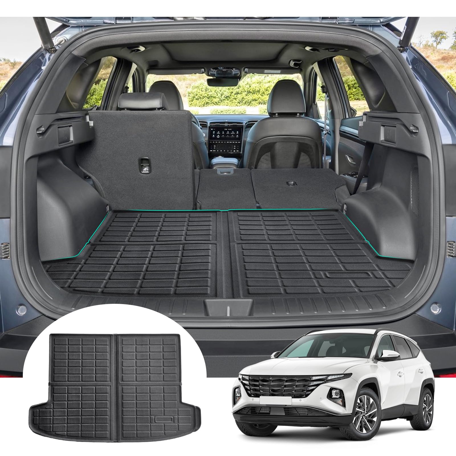 GAFAT Kompatibel mit Hyundai Tucson NX4 IV 2021-2024 2025 Kofferraummatte, Leicht zu Falten, Tucson Hybrid/N-Line TPE Allwetter-Kofferraumwanne, Original 3D Scannen Multifunktion GAFAT Kompatibel mit Hyundai Tucson NX4 IV 2021-2024 2025 Kofferraummatte, Leicht zu Falten, Tucson Hybrid/N-Line TPE Allwetter-Kofferraumwanne, Original 3D Scannen Multifunktion von GAFAT